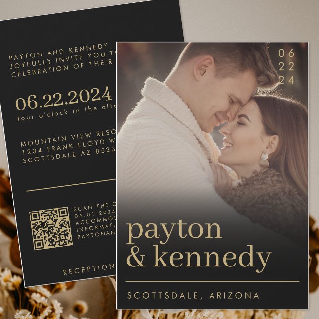 Elegantes, stylisches, modernes QR-Code-Foto Einladung (Von Creator hochgeladen)
