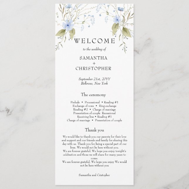 Elegantes Summer Meadow Wildblumen Boho Programm (Vorderseite)