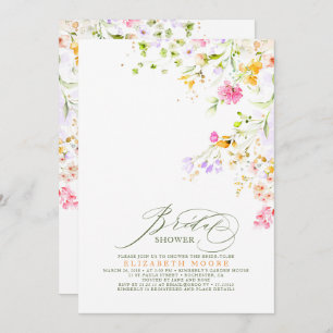 Elegantes Summer Meadow Wildblumen Brautparty 2 Einladung