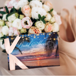 Elegantes Summer Palm Sunset Beach Brautparty Einladung