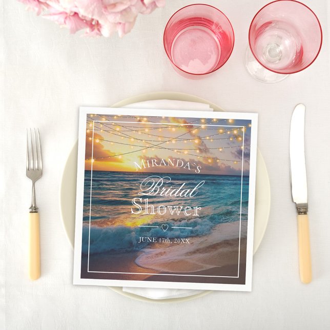 Elegantes Summer Sunset Beach Brautparty Napkins Serviette (Von Creator hochgeladen)