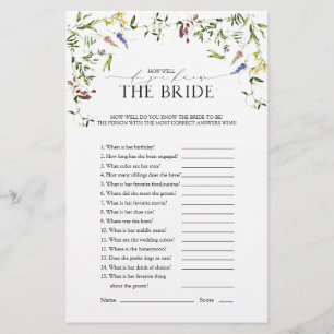 Elegantes Summer Wildblume Brautparty Game