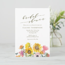 Elegantes Sunflower Watercolor Script-Brautparty Einladung