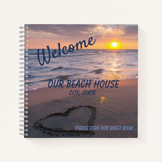 Elegantes Sunset Beach Gästebuch Spiral Notebook Notizbuch (Vorderseite)