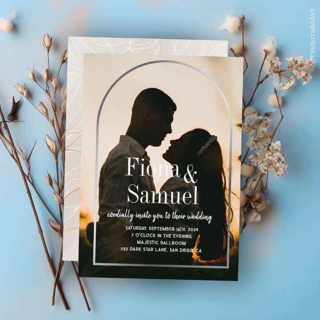 Elegantes Sunset Golden Custom Foto Hochzeit Einladung (Von Creator hochgeladen)
