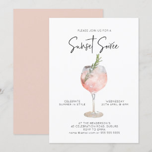 Elegantes Sunset Soiree Drinks Cocktail Party Rosa Einladung
