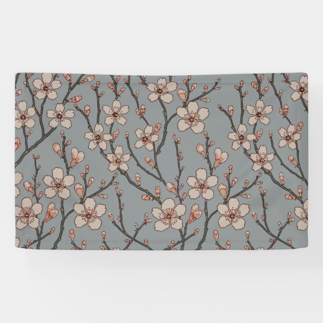 Elegantes süß rosa Blume Blossom Kirschmuster Banner (Horizontal)
