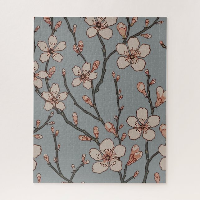 Elegantes süß rosa Blume Blossom Kirschmuster Puzzle (Vertikal)