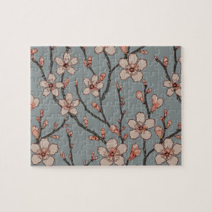 Elegantes süß rosa Blume Blossom Kirschmuster Puzzle