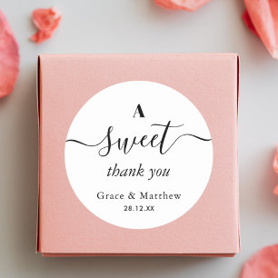 Elegantes Süßes Dankeschön Hochzeitsgeschenk Runder Aufkleber