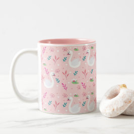 Elegantes Swan-Muster Zweifarbige Tasse