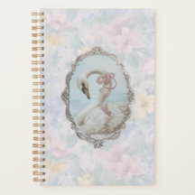 Elegantes Swan & Pastel Floral-Notebook