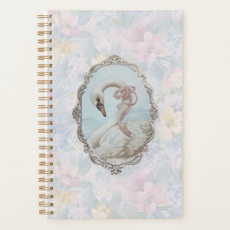 Elegantes Swan & Pastel Floral-Notebook Planer