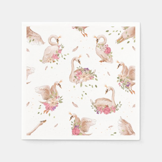 Elegantes Swan Princess Party Serviette (Vorderseite)