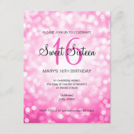 Elegantes Sweet 16 Geburtstag Pink Glitzer Lights Einladung