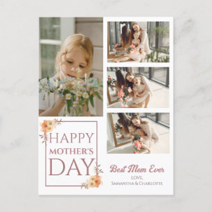 Elegantes Sweet Floral Happy Mütter Tag Vier Foto Feiertagspostkarte