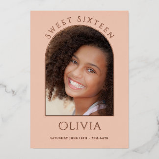 Elegantes Sweet Sixteen Foto Rosen Gold Folie Folieneinladung