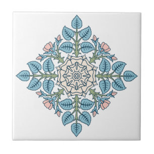 Elegantes symmetrisches Blumenmedaillon Fliese