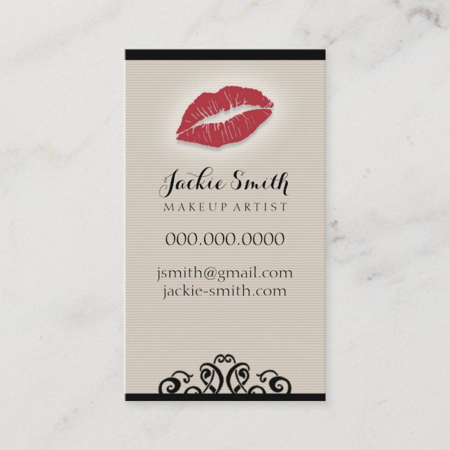 Elegantes TAN-Button Stripes Visitenkarte (Vorderseite)