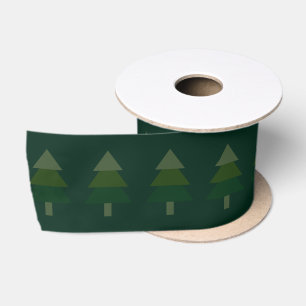 Elegantes Tannenbaum-Muster in Grün für Weihnachte Satinband