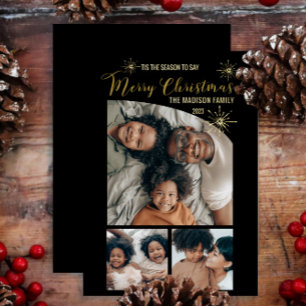 Elegantes Tapered Top 3 Foto Frohe Weihnachten Folien Feiertagskarte
