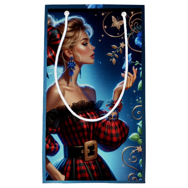 Elegantes Tapestry des Winters Vergessen Sie mich  Kleine Geschenktüte (Vorderseite)