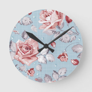 Elegantes Tapetenmuster 2 Runde Wanduhr
