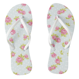 Elegantes Tapetenmuster aus rosa Rosen 4 Flip Flops