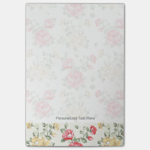 Elegantes Tapetenmuster aus rosa Rosen Post-it Klebezettel