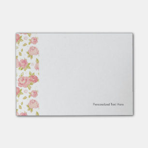 Elegantes Tapetenmuster von rosa Rosen 3 Post-it Klebezettel