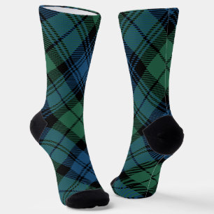 Elegantes Tartan Campbell Blau Grün Rustikales Kar Socken