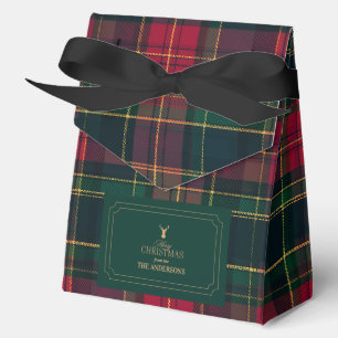 Elegantes Tartan-Karomuster Frohe Weihnachten Fami Geschenkschachtel