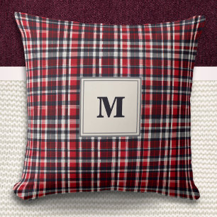 Elegantes Tartan-Karomuster mit stilvoller Monogra Kissen