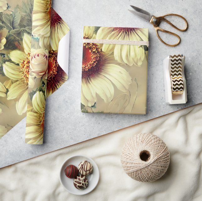 Elegantes Täschchen & Rose Blumenmuster Geschenkpapier (Kunsthandwerk)