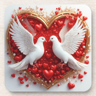 Elegantes Taubenpaar, das Liebe und Einheit symbol Getränkeuntersetzer