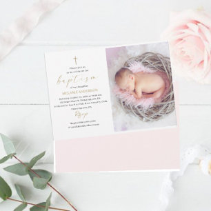 Elegantes Taufhaus Religiöses Foto Einladung