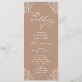 Elegantes Taupe Beige Vintage Hochzeitsprogramm Programm