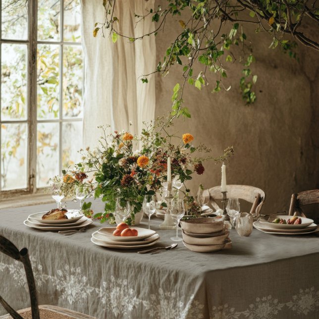 Elegantes Taupe-Blumenmuster  Tischdecke (Von Creator hochgeladen)