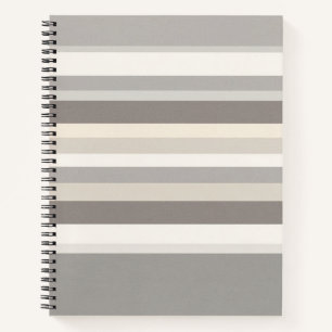 Elegantes Taupe-Creme- und Grau gestreiftes Farmho Notizbuch