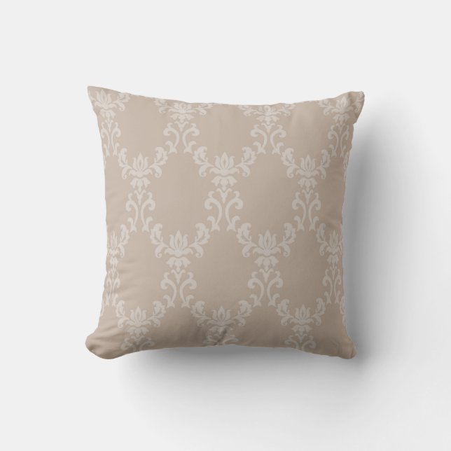 Elegantes Taupe Damask Design 1 Schubkissen Kissen (Vorderseite)
