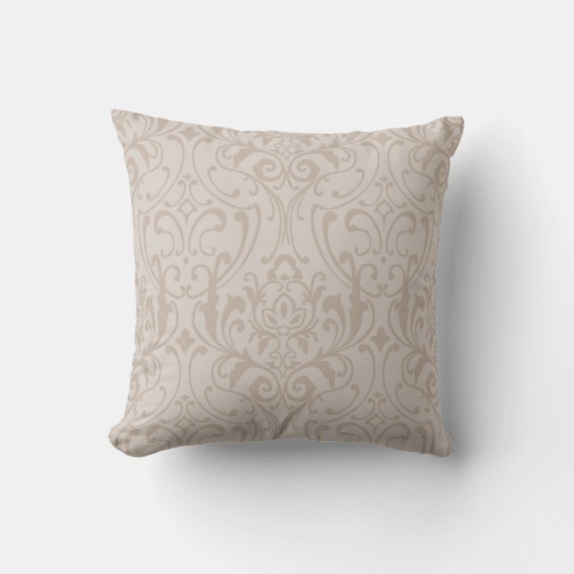 Elegantes Taupe Damask Design 3 Schubkissen Kissen (Vorderseite)