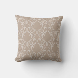 Elegantes Taupe Damask Design 4 Schubkissen Kissen