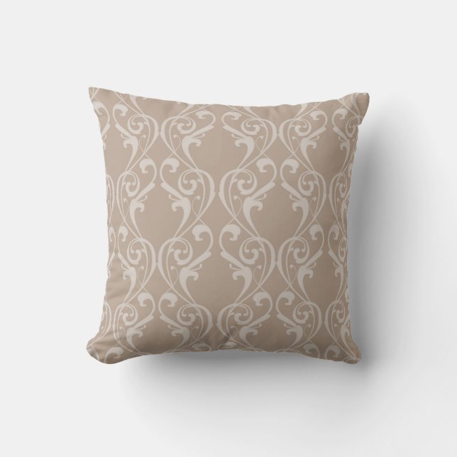 Elegantes Taupe Damask Design 4 Schubkissen Kissen (Vorderseite)