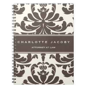 Elegantes Taupe-Damast-Notizbuch Notizblock