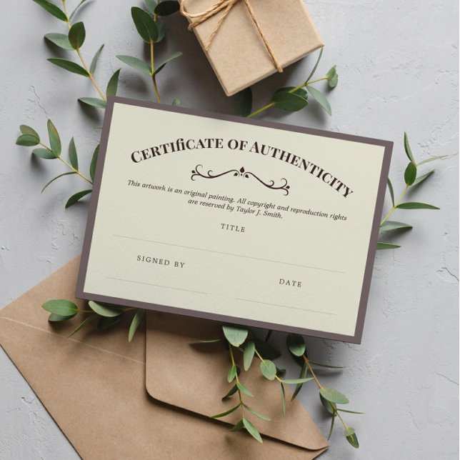 Elegantes Taupe-Echtheitszertifikat (Von Creator hochgeladen)