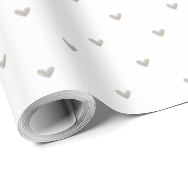 Elegantes Taupe-Herzmuster  Geschenkpapier (Rolleneckpunkt)