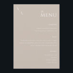Elegantes Taupe Modernes Minimalistisches Hochzeit Menükarte<br><div class="desc">Modernes Hochzeitsmenü mit elegantem minimalistischem Typografie-Design in Taupe-Farbe.</div>