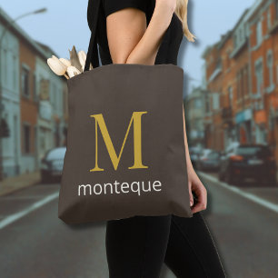 Elegantes Taupe-Tasche mit individuellem Gold-Mono