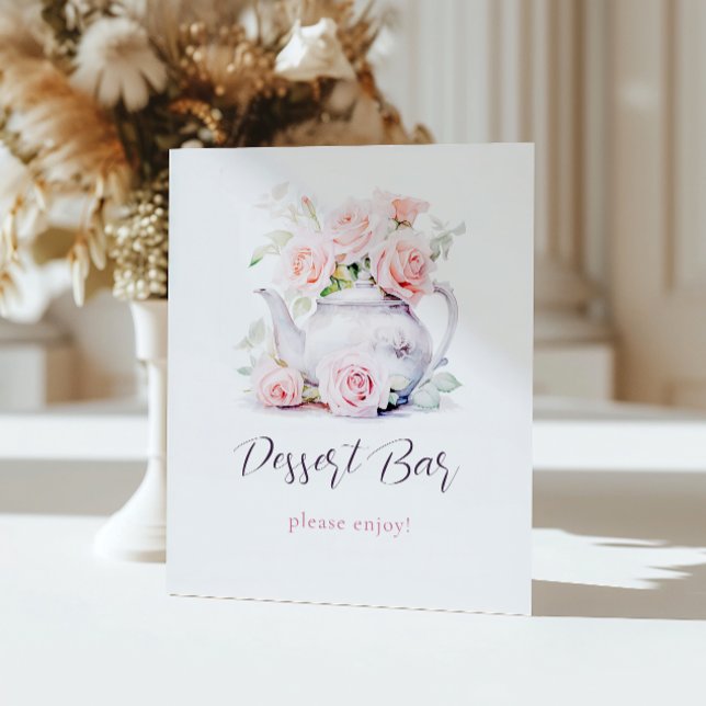 Elegantes Tea Party Brautparty Dessert Bar Sockelschild (Von Creator hochgeladen)