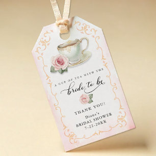 Elegantes Tea Party Brautparty Gefallen Tag - Rosa Geschenkanhänger